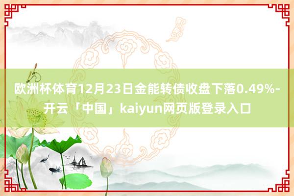 欧洲杯体育12月23日金能转债收盘下落0.49%-开云「中国